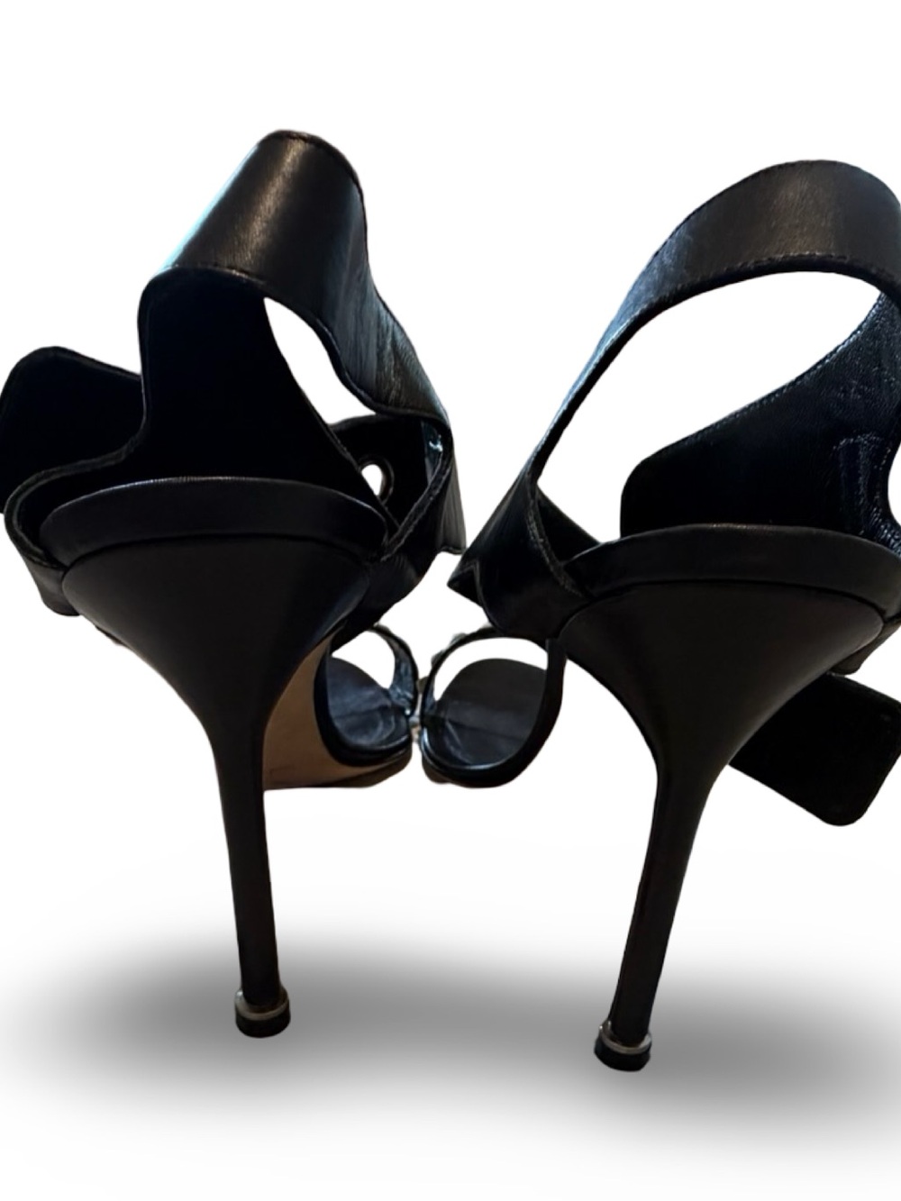 Manolo Blahnik Black Studded Leather Buckle Ankle Strap Sandals, 38 - Picture 12 of 16